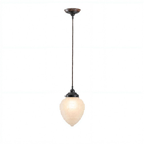 Lighting Inspirations Black Cord Pendant Light - Asheville Glass - 200mm - Patina Black