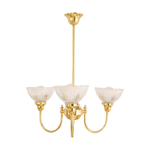 Lighting Inspirations Luke Rod Pendant Light - Up - 3 Arm - Claredon Clear Glass - Polished Brass