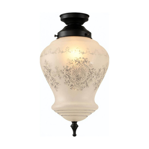 Lighting Inspirations DIY Batten Fix Light - Cambridge Frost Etched Glass - 380 x 220mm - Patina Black