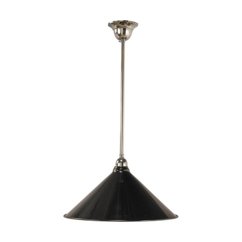 Lighting Inspirations Rod Pendant Light - Black Edwardian Shade - 390mm - Chrome