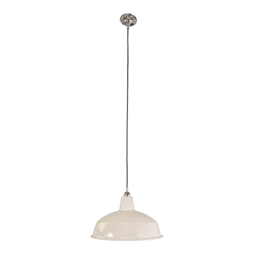 Lighting Inspirations Black Cord Pendant Light - White Warehouse Shade - 420mm - Chrome