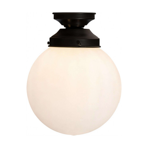 Lighting Inspirations DIY Batten Fix Light - 8" Sphere Opal Matte Glass - 220 x 200mm - Patina Black