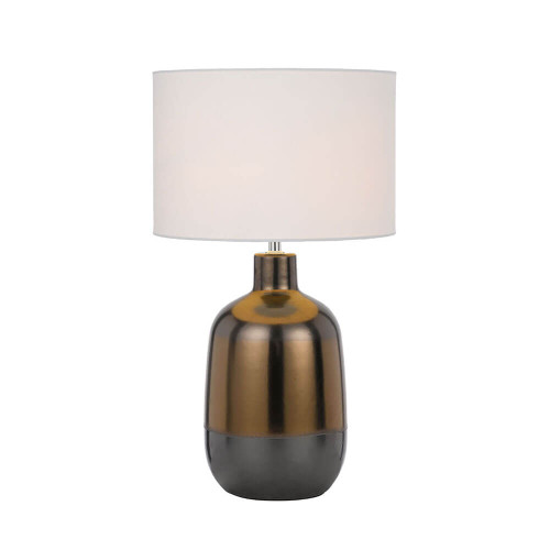 Telbix Arthur Ceramic Base Table Lamp - White Shade - Bronze
