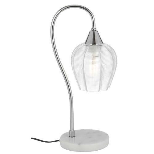 Telbix Azalea Modern Desk Lamp - Tulip Shade - Black & Chrome
