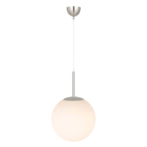 Telbix Bally Cord Pendant Light - 10" Opal Matte Glass - 250mm - Nickel