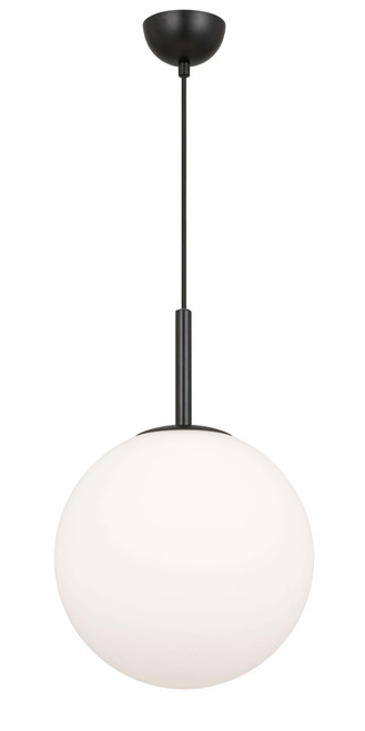 Telbix Bally Cord Pendant Light - 12" Opal Matte Glass - 300mm - Black