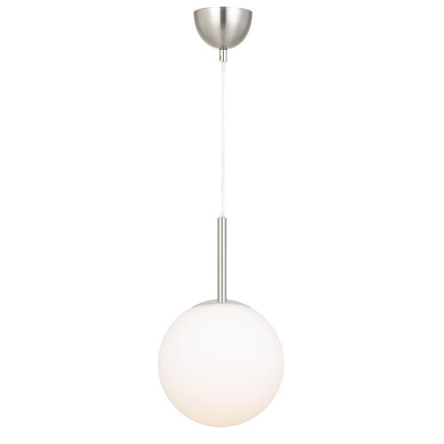 Telbix Bally Cord Pendant Light - 8" Opal Matte Glass - 200mm - Nickel