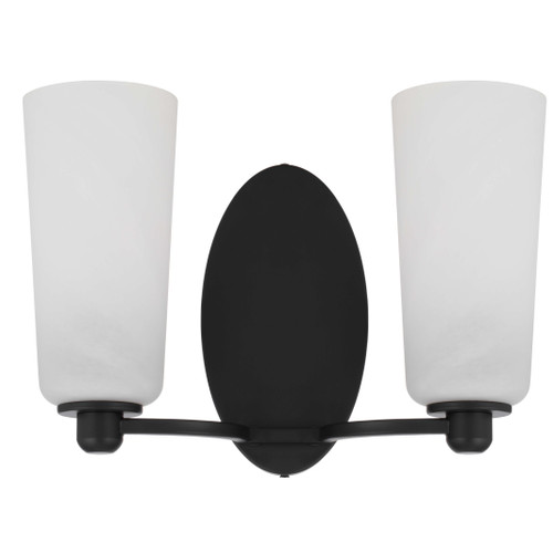 Telbix Brevan Indoor Wall Light - 2 Arm - Alabastro Shade - Black