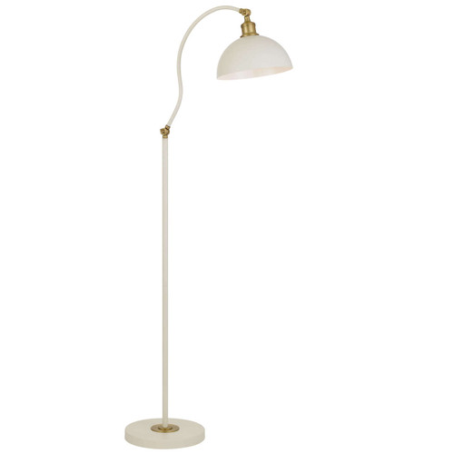 Telbix Brevik Floor Lamp with Adjustable Shade - White & Satin Brass