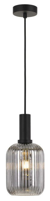Telbix Bonura Cord Pendant Light - 14" Smoke Glass - 140mm - Black