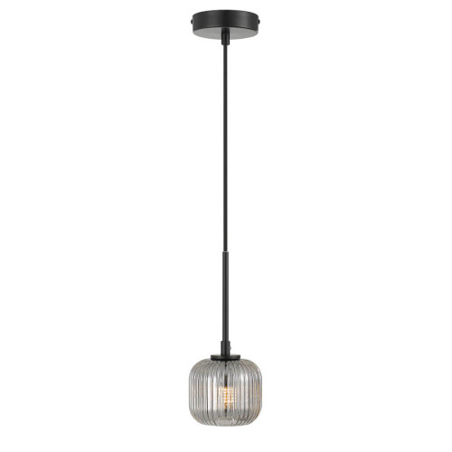 Telbix Bobo LED Cord Pendant Light - Smoke Glass - 105mm - Black
