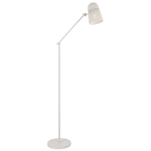 Telbix Cadena Industrial Floor Lamp with Perforated Adjustable Shade - White