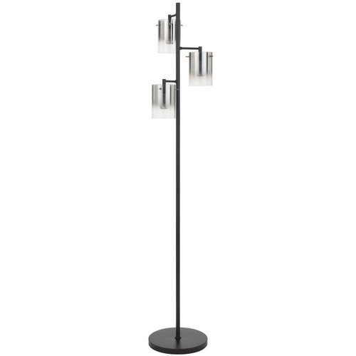 Telbix Crevil Industrial LED Floor Lamp - 3 Smoke Glass - Back
