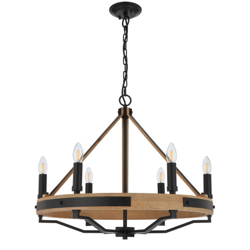 Telbix Darien Lantern Black Chain Pendant Light - 660mm - Wood