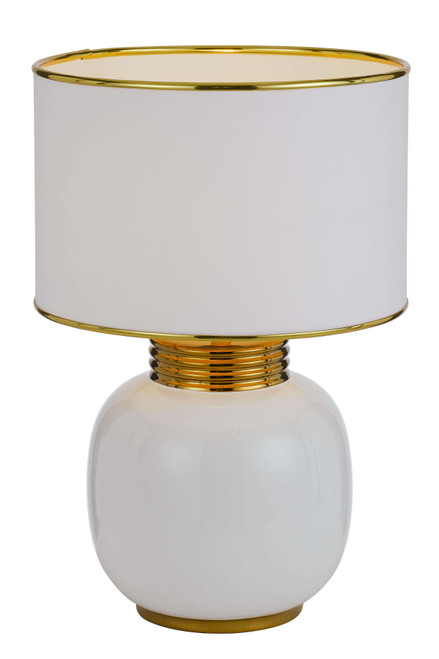Telbix Davila Ceramic Base Table Lamp - White & Gold