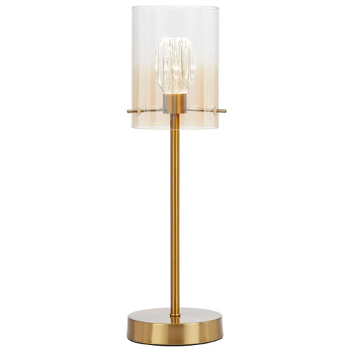 Telbix Crevil LED Table Lamp - Amber Glass - Antique Gold