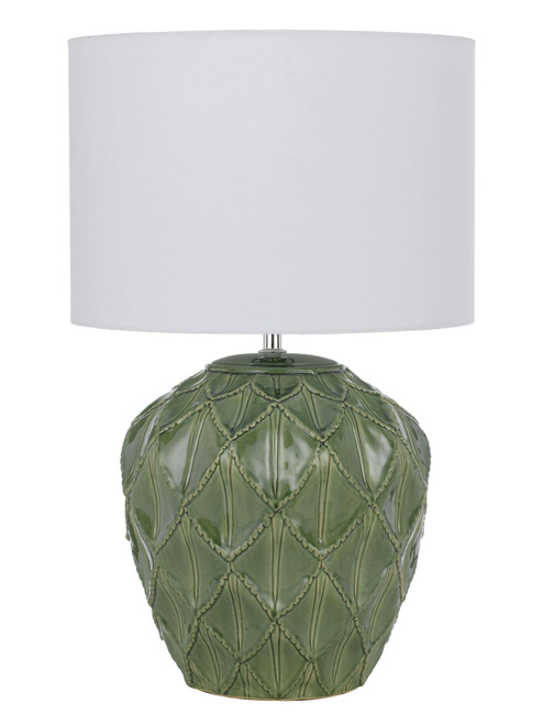 Telbix Diaz Ceramic Base Table Lamp - White Shade - Green