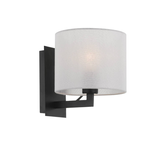 Telbix Elgar Indoor Wall Light - White Shade - Black