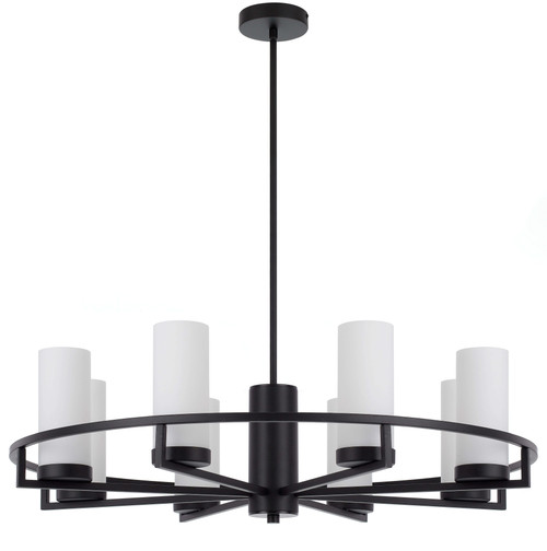 Telbix Eamon Rod Pendant Light - 8 Arm - Opal Matte - 850mm - Black