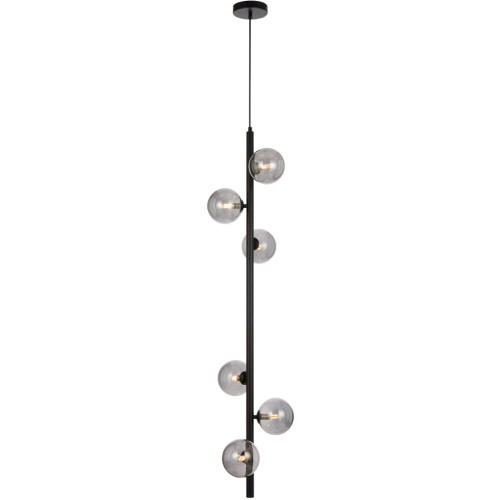 Telbix Elson Cord Pendant Light - 6 Light - Smoke Glass - 265mm - Black