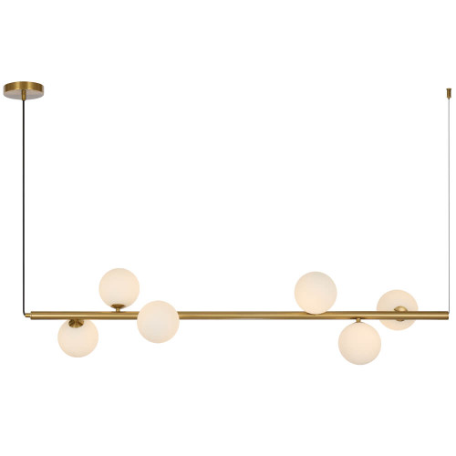 Telbix Elson Cord Pendant Light - 6 Light - Opal Matte Glass - 265mm - Antique Gold