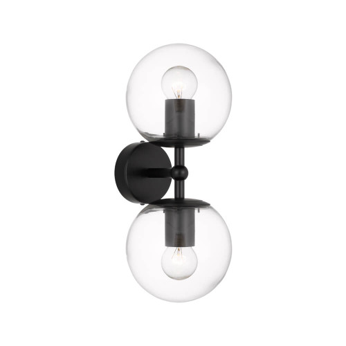 Telbix Eterna Indoor Wall Light - 2 Light - Clear Glass - Black
