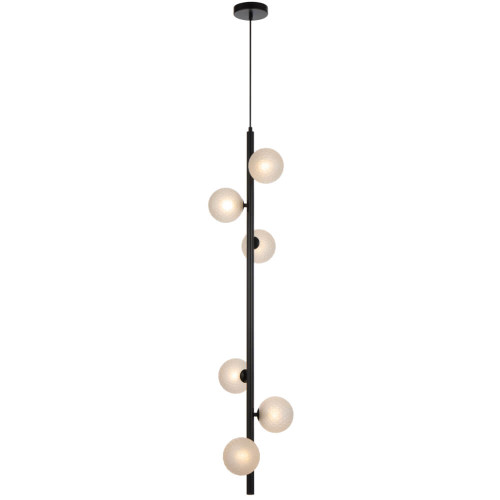 Telbix Elson Cord Pendant Light - 6 Light - Frost Tear Glass - 265mm - Black