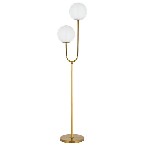 Telbix Eterna Floor Lamp - 2 Light - Opal Matte - Antique Gold