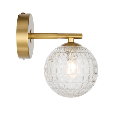 Telbix Felton Indoor Wall Light - Clear Prism Glass - Antique Gold