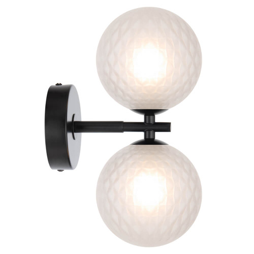 Telbix Felton Indoor Wall Light - 2 Light - Frost Tear Glass - Black
