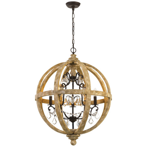 Telbix Florin Chandelier Pendant Light - 5 Light - 615mm - Wood