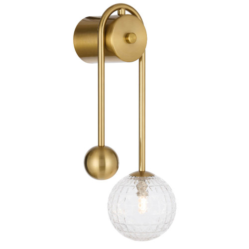 Telbix Felton Indoor Arm Wall Light - Clear Prism Glass - Antique Gold