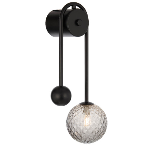 Telbix Felton Indoor Arm Wall Light - Smoke Tear Glass - Black