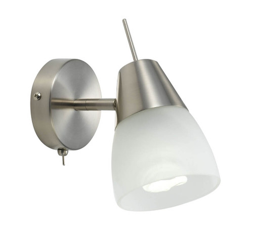 Telbix Gibson Indoor Wall Light - White Shade - Nickel