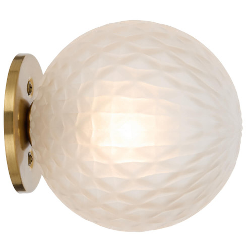 Telbix Gaston Indoor Wall Light - Frost Tear Glass - Antique Gold