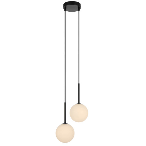 Telbix Gaston Cord Pendant Light - 2 Light - Opal Matte Glass - Black