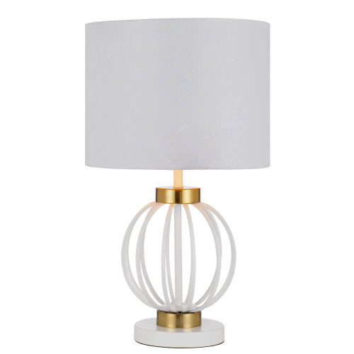 Telbix Grada Art Deco Table Lamp - White Shade - Antique Gold