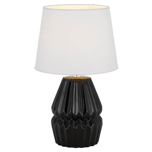 Telbix Greet Ceramic Base Table Lamp - White Shade - Black