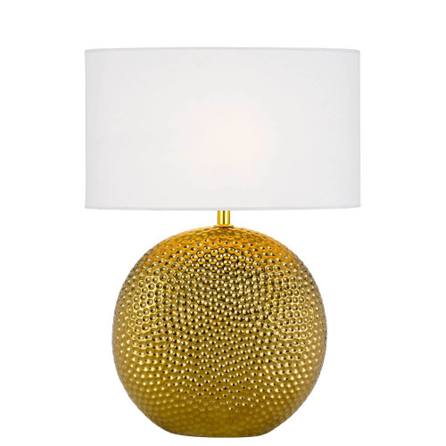 Telbix Icaria Ceramic Base Table Lamp - White Shade - Gold