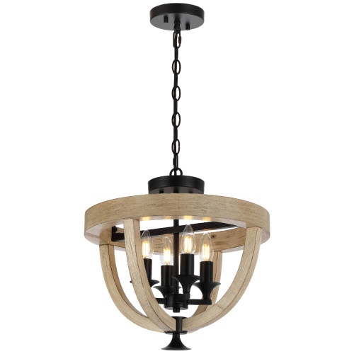 Telbix Hosley Close to Ceiling Light - Wood Frame - 380 x 420mm - Black