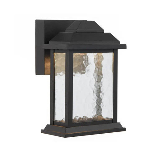 Telbix Jovaro Outdoor LED Wall Light - Water Glass - Black
