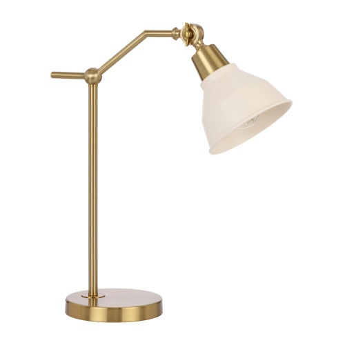 Telbix Kylan Industrial Desk Lamp - Beige Shade - Antique Gold