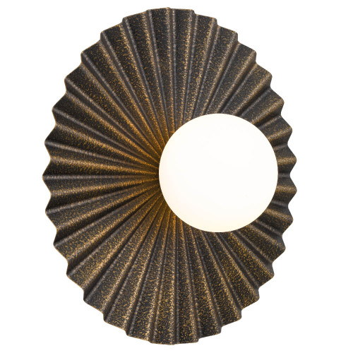 Telbix Kinso Art Deco Wall Light - Opal Matte Glass - 350mm - Antique Gold