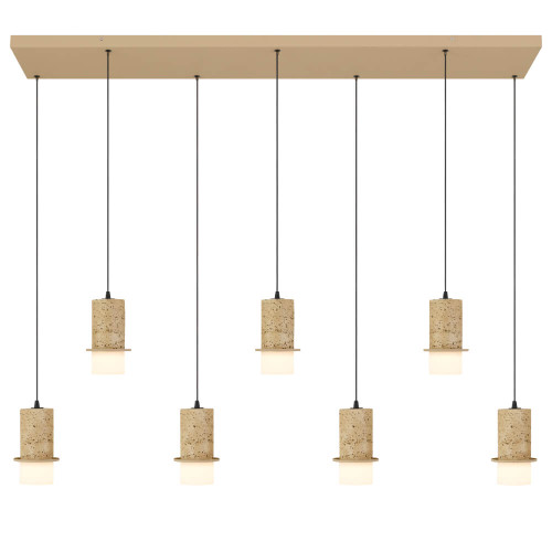 Telbix Kolisa Bench Pendant Light - 7 Light - Frost Glass - 1340mm - Cream