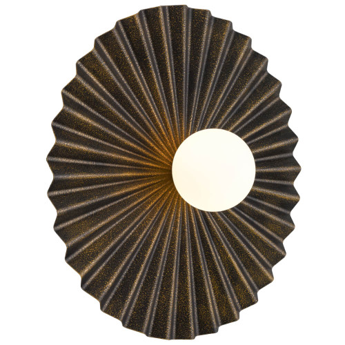 Telbix Kinso Art Deco Wall Light - Opal Matte Glass - 500mm - Antique Gold