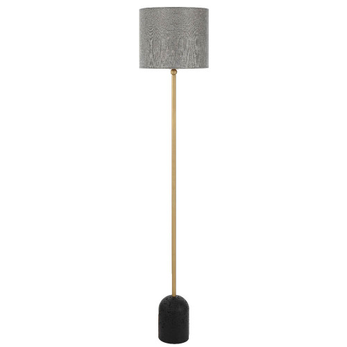 Telbix Livia Travertine Floor Lamp - Dark Grey Shade - Gold & Black