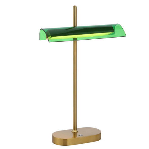 Telbix Lyman Industrial Desk Lamp - Green Shade - Antique Gold