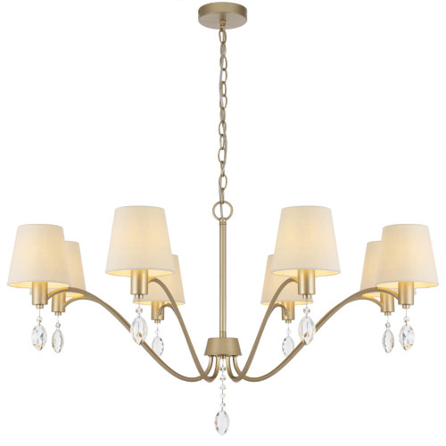 Telbix Malvern Classic Chain Pendant Light - 8 Arm - 1020mm - Antique Silver