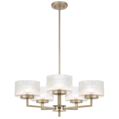 Telbix Moreno Rod Pendant Light - 5 Arm - Clear Glass - 660mm - Antique Silver