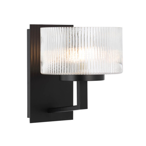 Telbix Moreno Indoor Wall Light - Clear Glass - Black